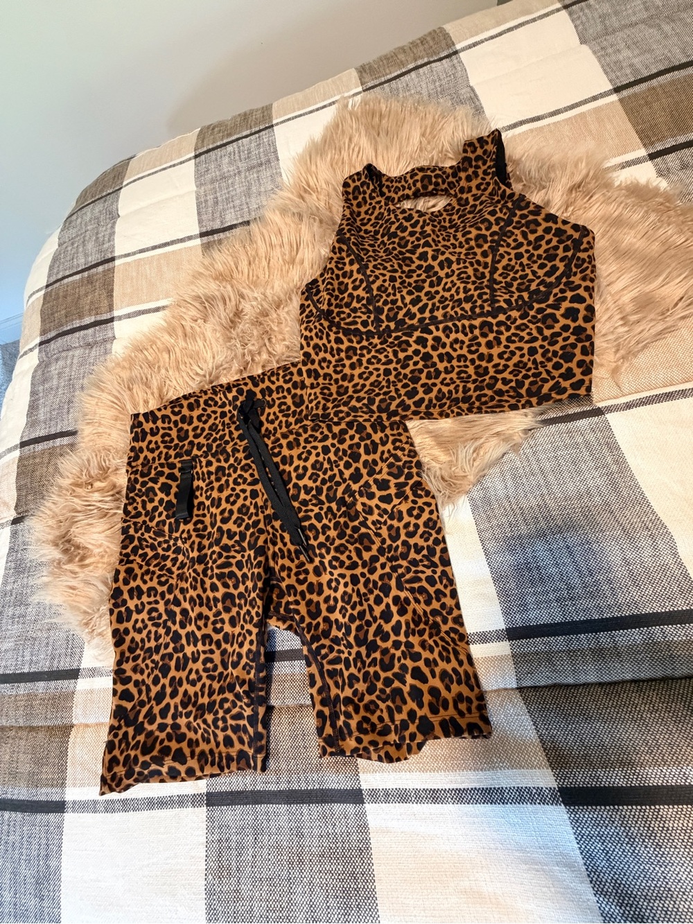 Leopard Minx Matching Set with Longline Bra & Pocket Hustle Shorts